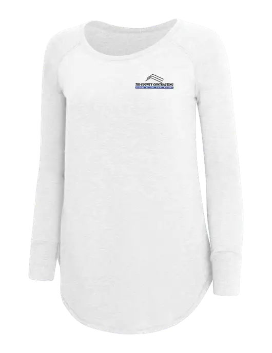 Womens Perfect Wide Collar Tunic Tri-Blend White 4.5 oz T-Shirt w/Tri-County Logo