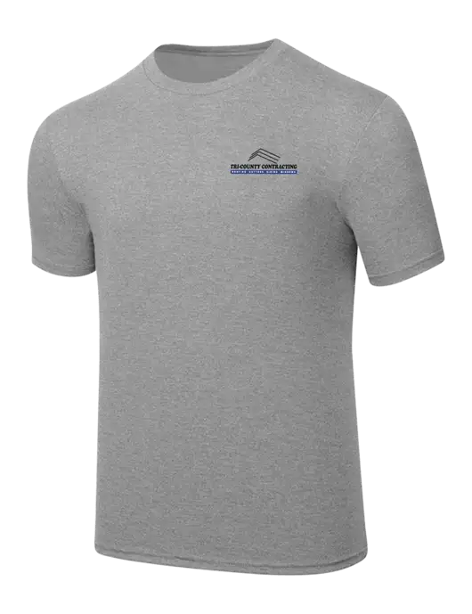 Simply Soft Heathered Light Grey 4.5oz  Poly/Combed Ring Spun Cotton T-Shirt w/Tri-County Logo