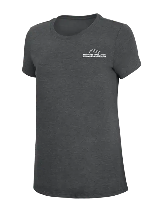 Womens Simply Soft Charcoal 4.5oz Poly/Combed Ring Spun Cotton T-Shirt w/Tri-County Logo