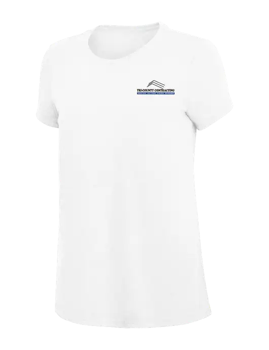 Womens Simply Soft White 4.5oz Poly/Combed Ring Spun Cotton T-Shirt
 w/Tri-County Logo