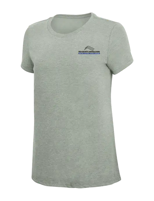 Womens Simply Soft Heathered Light Grey 4.5oz Poly/Combed Ring Spun Cotton T-Shirt w/Tri-County Logo