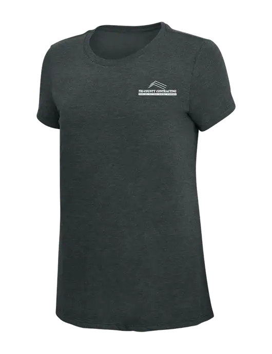 Womens Simply Soft Black Frost 4.5oz Poly/Combed Ring Spun Cotton T-Shirt w/Tri-County Logo