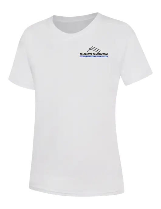 Womens White Core Blend Tee w/Tri-County Logo