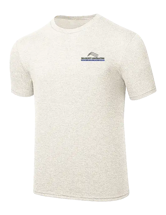Simply Soft Very Light Tan Heather 4.5oz Poly/Combed Ring Spun Cotton T-Shirt w/Tri-County Logo