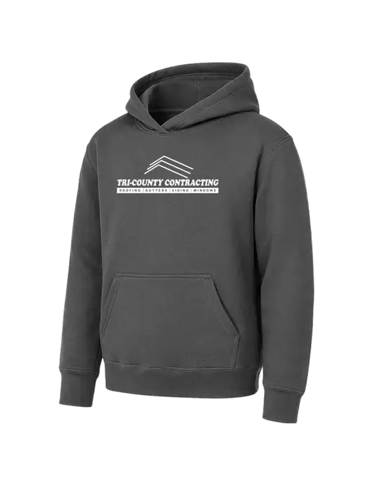 Youth Charcoal 7.8 oz Pullover Hooded Sweatshirt w/Tri-County Logo