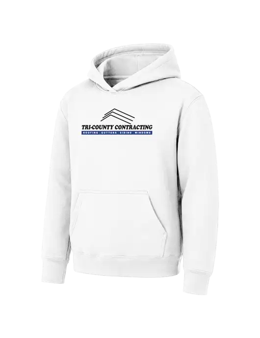 Youth White 7.8 oz Pullover Hooded Sweatshirt w/Tri-County Logo