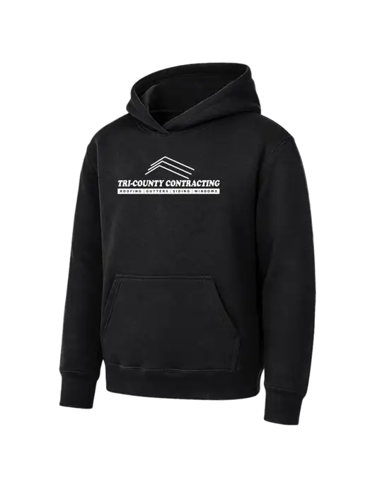 Youth Black 7.8 oz Pullover Hooded Sweatshirt w/Tri-County Logo