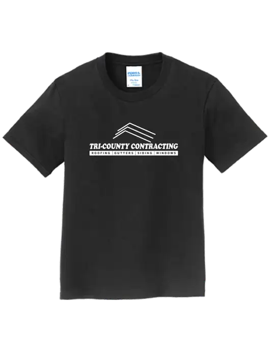 Youth Ring Spun Jet Black 4.5 oz T-Shirt w/Tri-County Logo