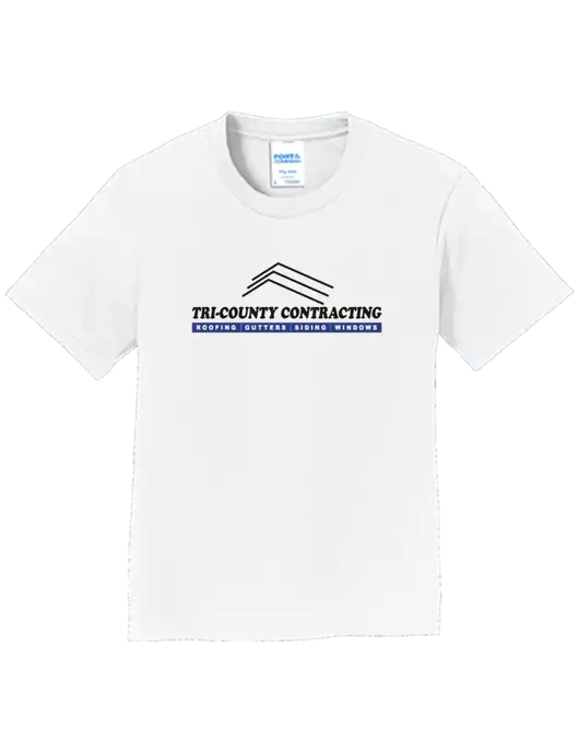 Youth Ring Spun White 4.5 oz T-Shirt w/Tri-County Logo